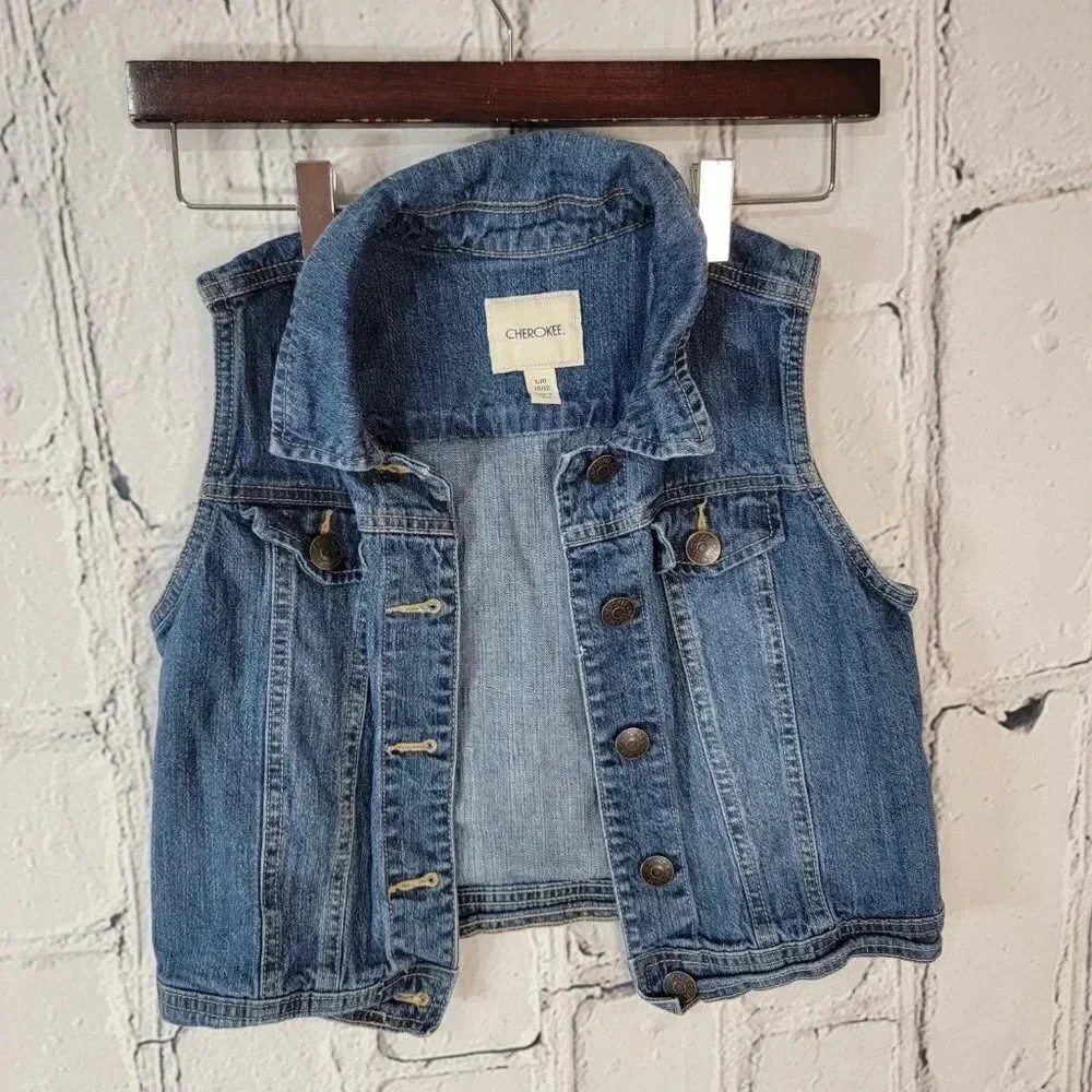 Two Girls Vests‎ Grey Utility & Denim Vest Layering Spring Summer Fall Big 10/12